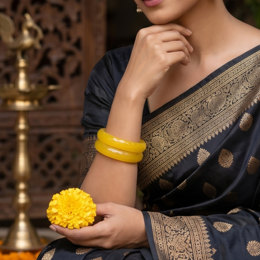 Marigold Glow Original Belgian Crystal Bangles (Set of 2) – 12mm