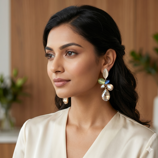 Zaria Crystal Bouquet Anti-Tarnish Drop Earrings