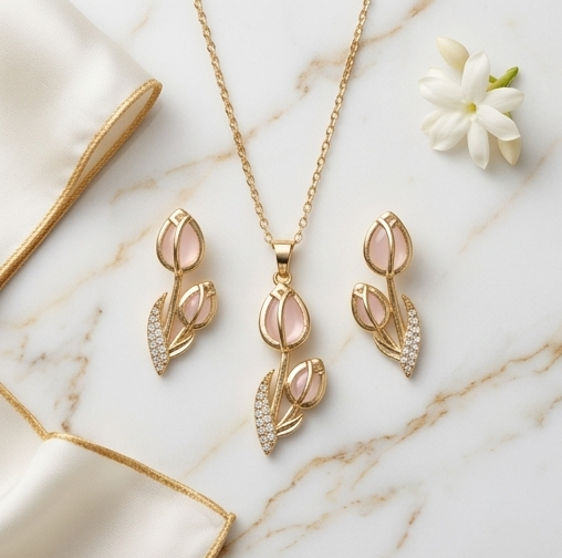 Blossom Tulip Jewelry Combo Set – PVD Gold Plated