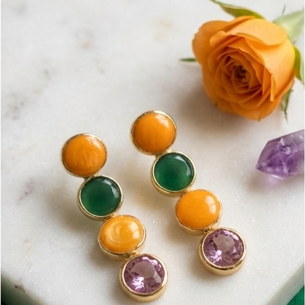 Aura Quad-Stone Anti-Tarnish Linear Drop Earrings