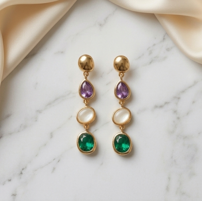 Amara Organic Gem Linear Drop Earrings