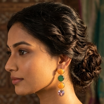 Aura Quad-Stone Anti-Tarnish Linear Drop Earrings