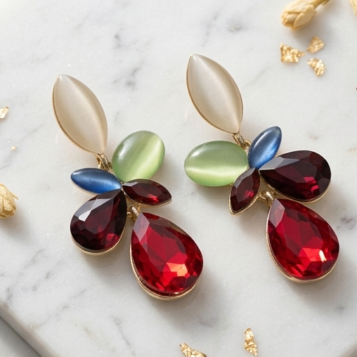 Zaria Crystal Bouquet Anti-Tarnish Drop Earrings