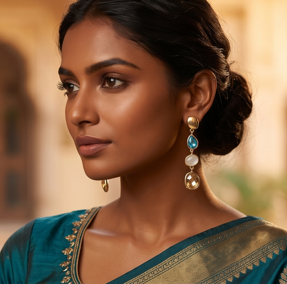Amara Organic Gem Linear Drop Earrings