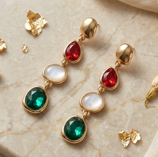 Amara Organic Gem Linear Drop Earrings
