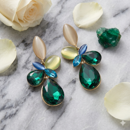 Zaria Crystal Bouquet Anti-Tarnish Drop Earrings