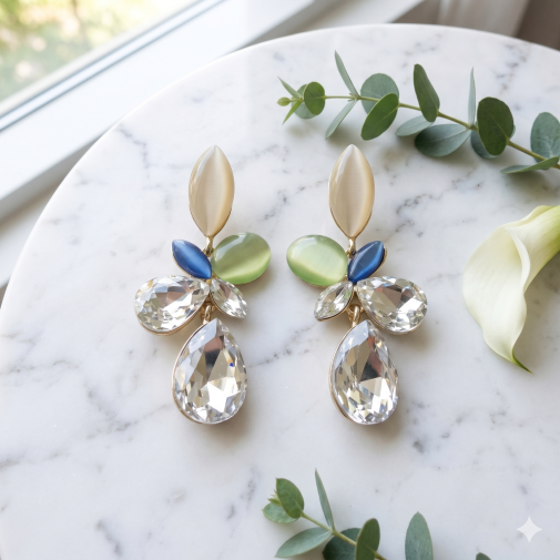 Zaria Crystal Bouquet Anti-Tarnish Drop Earrings