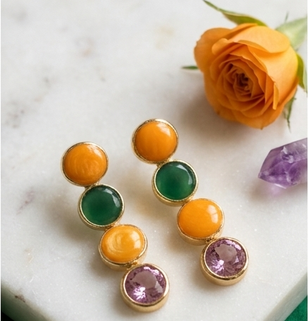 Aura Quad-Stone Anti-Tarnish Linear Drop Earrings