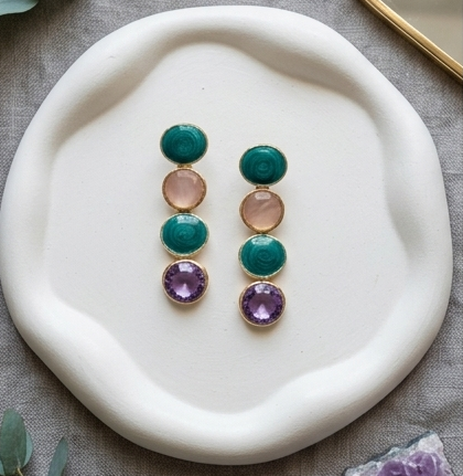 Aura Quad-Stone Anti-Tarnish Linear Drop Earrings