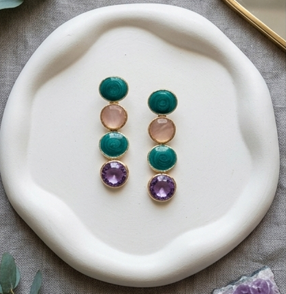 Aura Quad-Stone Anti-Tarnish Linear Drop Earrings