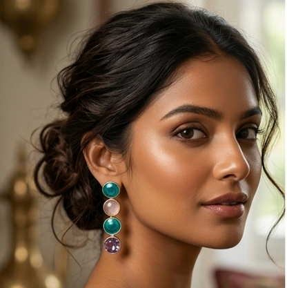 Aura Quad-Stone Anti-Tarnish Linear Drop Earrings