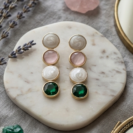 Aura Quad-Stone Anti-Tarnish Linear Drop Earrings