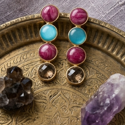 Aura Quad-Stone Anti-Tarnish Linear Drop Earrings