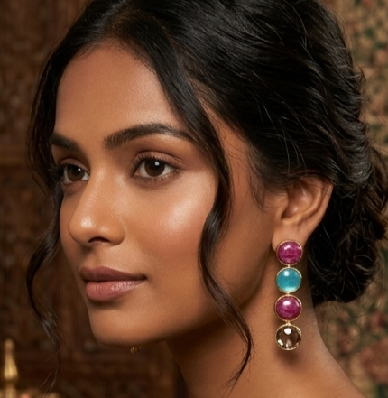 Aura Quad-Stone Anti-Tarnish Linear Drop Earrings