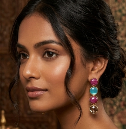Aura Quad-Stone Anti-Tarnish Linear Drop Earrings